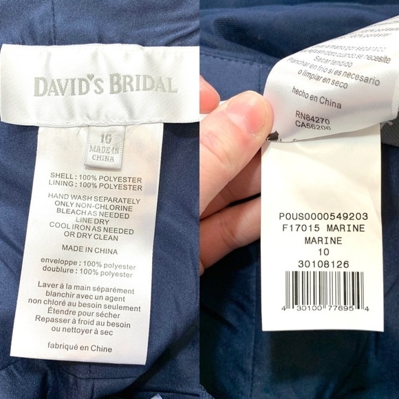 David’s Bridal Marine Strapless Bridesmaid Dress Size 10 - Picture 9 of 17